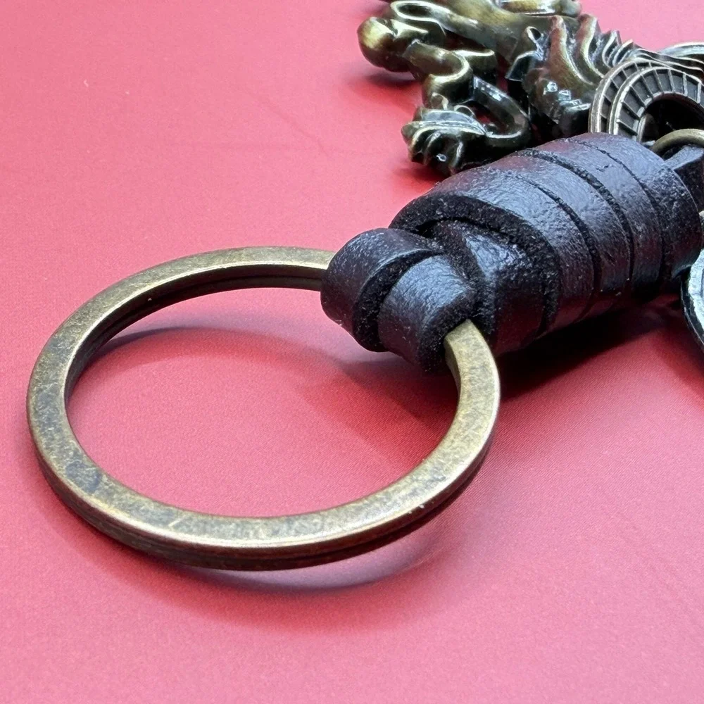 Lannister Lion Keychain Bronze Tone Leather Charm Game of Thrones Style Gift
